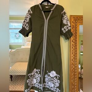Julia Amory Embroidered Olive Green Dress